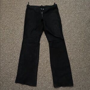 DKNY Jeans Black Leather Raw Hem Size 28